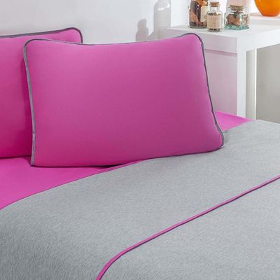 Jogo De Cama Malha Lençol 100% Algodão Urbano 3 Peças Solteiro - Pink/Mescla