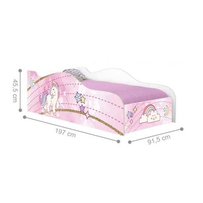 Cama Solteiro Infantil 197x91,5cm para Quarto Personagens Unicórnio K02 - D'Rossi