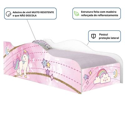 Cama Solteiro Infantil 197x91,5cm para Quarto Personagens Unicórnio K02 - D'Rossi