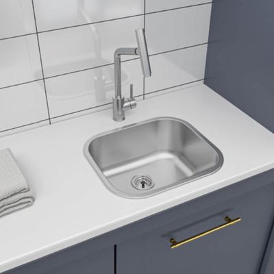 Tanque para Lavanderia 19L Aço Inox Escovado Tramontina Hera Compact de Encaixe Cuba Área de Serviço