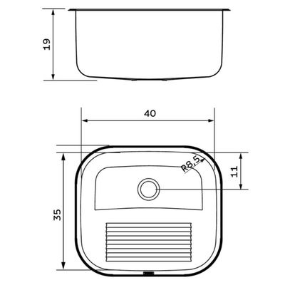 Tanque para Lavanderia 19L Aço Inox Escovado Tramontina Hera Compact de Encaixe Cuba Área de Serviço