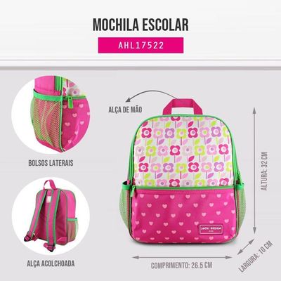 Kit Mochila Infantil + Porta Acessórios Jacki Design Vermelho