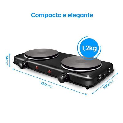 Fogão Elétrico Cooktop Portátil 2 Bocas - 220V