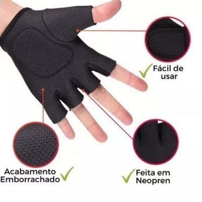 Par De Luva Profissional Academia Esporte Treino Musculação Ciclismo Exercícios Cor:preto