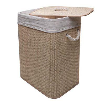 Cesto De Roupa Dobrável De Bambu Com Tampa 40 X 30 X 50 Cm Lyor