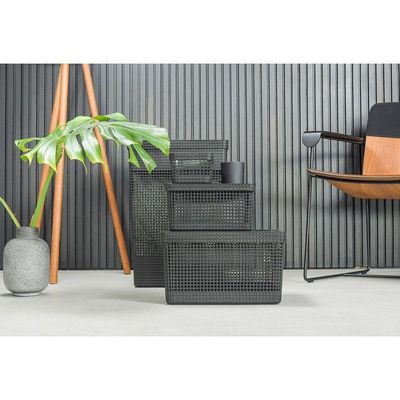 Cesto De Roupa Grid Bege 49 L Com Tampa 38 X 28 X 55,2 Cm