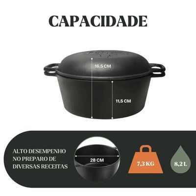Panela Forno Holandes Mg 28 Cm 8,2 L Em Ferro Fundido Panela Mineira