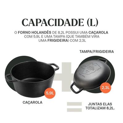 Panela Forno Holandes Mg 28 Cm 8,2 L Em Ferro Fundido Panela Mineira
