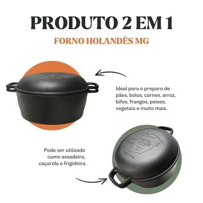 Panela Forno Holandes Mg 28 Cm 8,2 L Em Ferro Fundido Panela Mineira