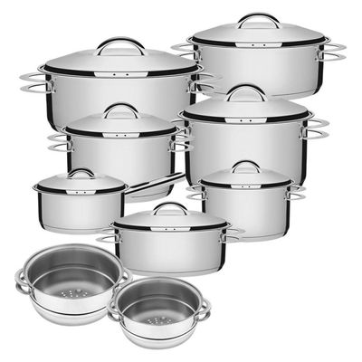 Jogo Panelas Solar 9 Peças Aço Inox Fundo Triplo Tramontina