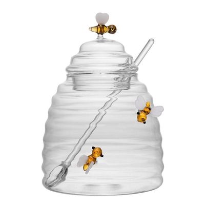 Açucareiro De Vidro Com Colher E Tampa Lovely Bee 500 Ml Lyor