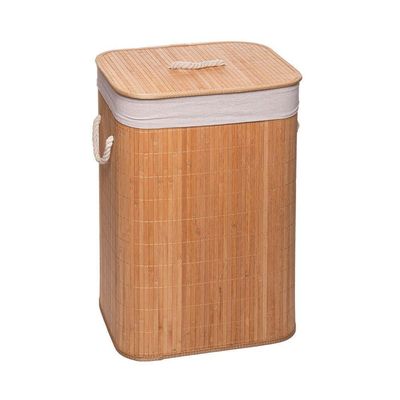 Cesto Para Lavanderia De Bambu Com Tampa 40 X 30 X 57 Cm Lyor