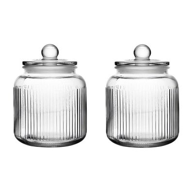 Conjunto De 2 Potes Herméticos De Vidro Canelado 900 Ml Essência Lyor