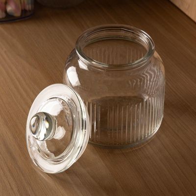 Conjunto De 2 Potes Herméticos De Vidro Canelado 900 Ml Essência Lyor