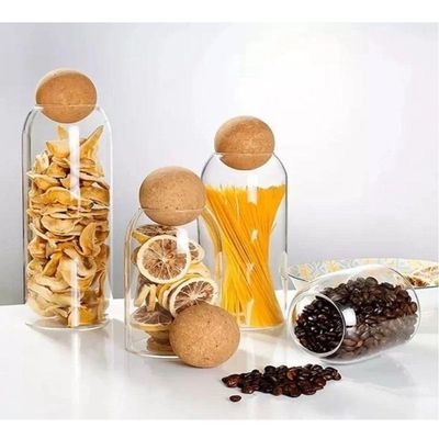 Pote De Vidro Liso Com Esfera De Cortiça 510 Ml Lyor