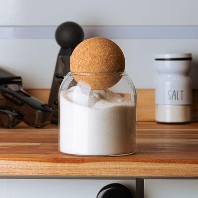 Pote De Vidro Liso Com Esfera De Cortiça 510 Ml Lyor