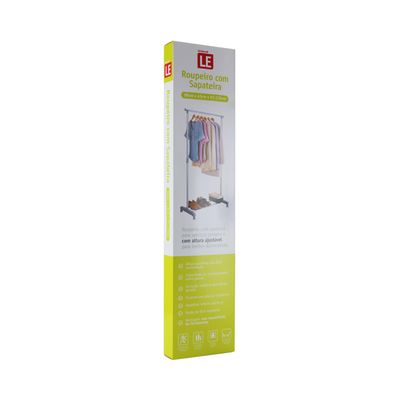 Roupeiro Le com Sapateira Prata 88x43x97 170cm