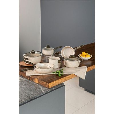 Jogo De Panelas 5 Peças Vanilla Em Alumínio E Revestimento Cerâmico Antiaderente Ceramic Life Brinox