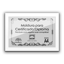 1 Certificado Diploma A4 Com Tela De Acetato E Mdf Titulos Moldura Branca