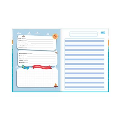 Caderno Caligrafia Tilibra Brochura Capa Dura Pauta Azul Sapeca 40 Folhas