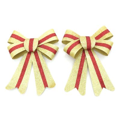 Laço de Natal Le Glitter Dourado e Vermelho 14x20cm