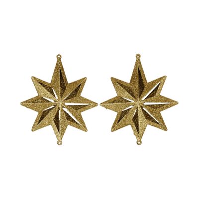 Enfeite para Árvore de Natal Le Estrela Gliter com 2 Unidades Dourado