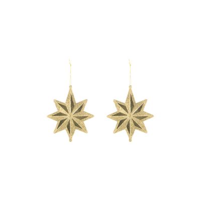 Enfeite para Árvore de Natal Le Estrela Gliter com 2 Unidades Dourado
