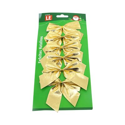 Laço de Natal Le Dourado Metalizado 8cm com 6 Unidades