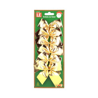 Laço de Natal Le Dourado Metalizado 8cm com 6 Unidades