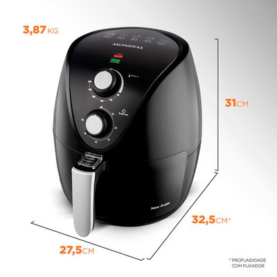 Fritadeira Elétrica Air Fryer Mondial New Pratic AF31 3,5L Preta - 220V