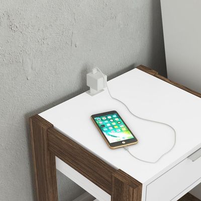 Mesa De Cabeceira Multimóveis Vcr35003 Branca/Nogal