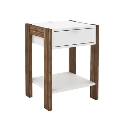 Mesa De Cabeceira Multimóveis Vcr35003 Branca/Nogal
