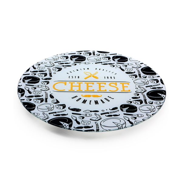 Prato Giratório Decorglass com Estampa de Queijos 35cm Prato Giratório Decorglass com Estampa de Queijos 35cm