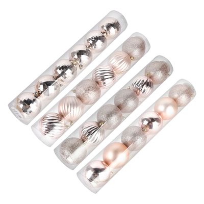 Tubo Bola Natal Le 8cm com 6 Unidades Rosé Gold