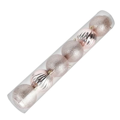 Tubo Bola Natal Le 8cm com 6 Unidades Rosé Gold