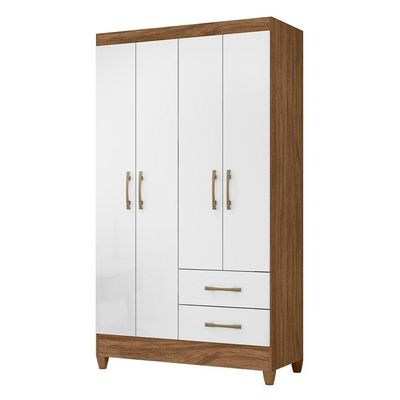 Guarda Roupa Casal Roupeiro Chile 4 Portas Gavetas Naturale-branco - Moval