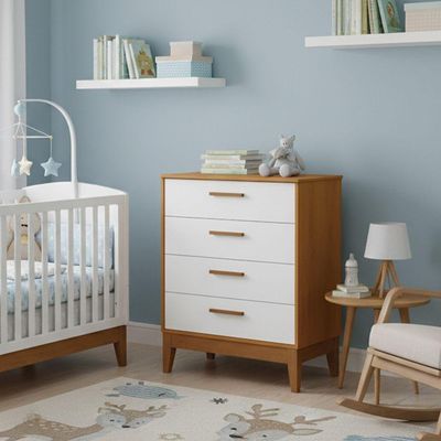 Comoda Gaveteira Flip 4 Gavetas Branco Fosco Com Savana