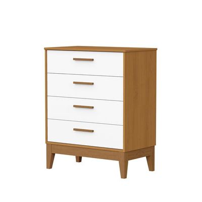 Comoda Gaveteira Flip 4 Gavetas Branco Fosco Com Savana