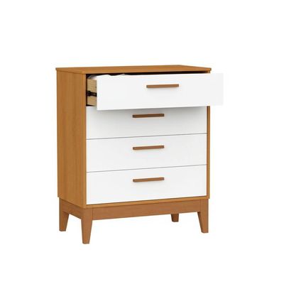 Comoda Gaveteira Flip 4 Gavetas Branco Fosco Com Savana