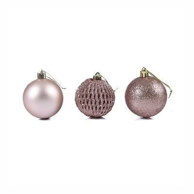 Kit Bola Natal Le 6cm Rosé Gold com 6 Unidades