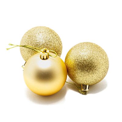 Kit Bola Natal Le 6cm com 6 Unidades Dourado