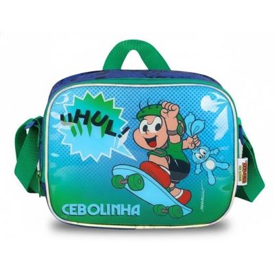 Kit Mochila Rodinhas Cebolinha Lancheira Verde Turma Da Mônica Luxcel