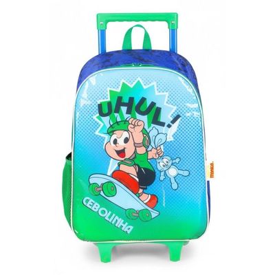Kit Mochila Rodinhas Cebolinha Lancheira Verde Turma Da Mônica Luxcel