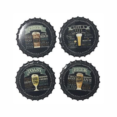 Kit Porta-Copos Dynasty Bira em Cerâmica Preto com 4 Peças 10,8cm