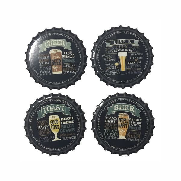 Kit Porta-Copos Dynasty Bira em Cerâmica Preto com 4 Peças 10,8cm