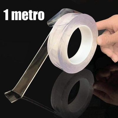 Fita Adesiva Dupla Face Nano Pu Gel 1 Metro Transparente