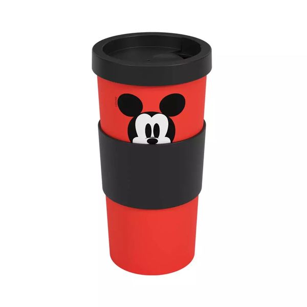 Copo com Tampa Brinox Nutri Disney em Plástico Preto e Vermelho 500ml