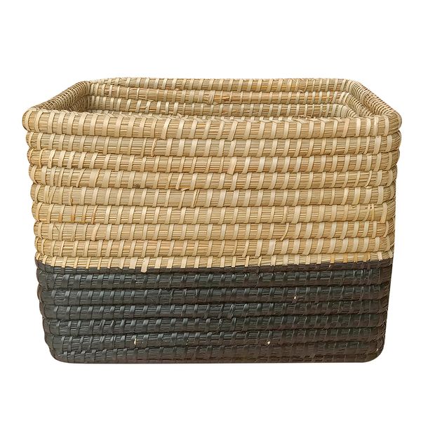 Cesto Organizador Le em Rattan Colorido Retangular com Alça Tamanho Grande Cesto Organizador Le em Rattan Colorido Retangular com Alça Tamanho Grande