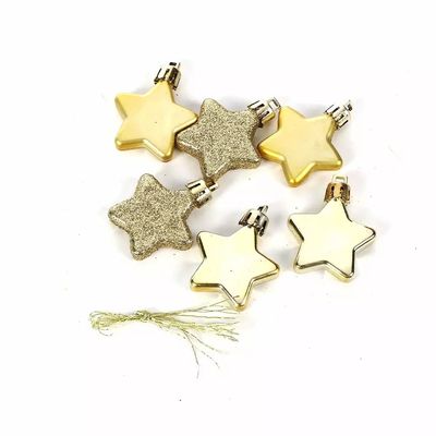 Enfeite de Árvore Estrela com 6 Unidades 4cm Dourado