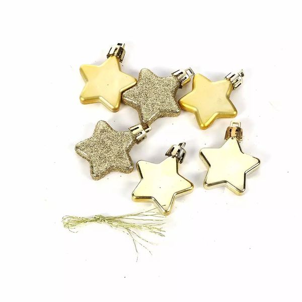 Enfeite de Árvore Estrela com 6 Unidades 4cm Dourado Enfeite de Árvore Estrela com 6 Unidades 4cm Dourado